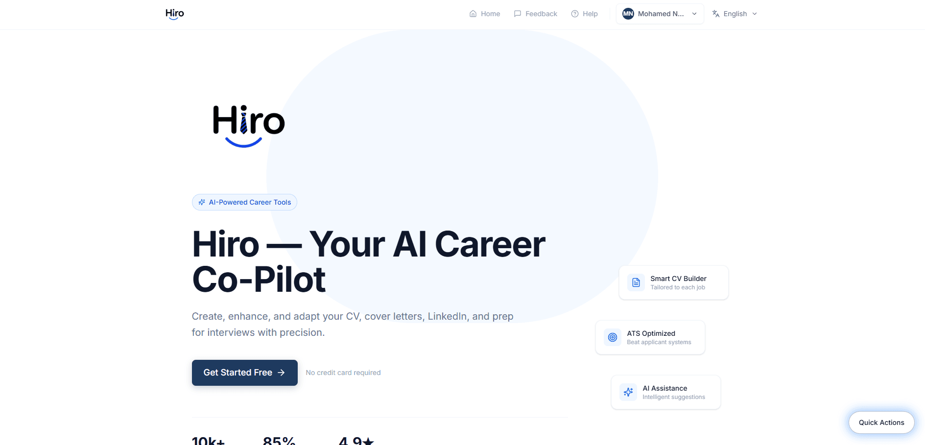 Hiro: AI-Powered Career Enhancement Platform screenshot 1